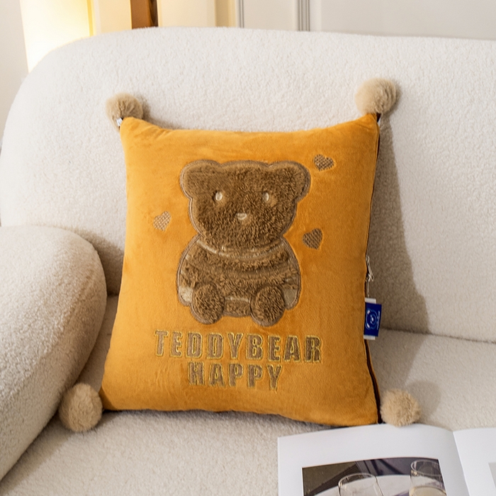 91家纺网 家纺一手货源 找家纺 枕芯真意 2024新款宝宝绒抱枕被 琥珀黄