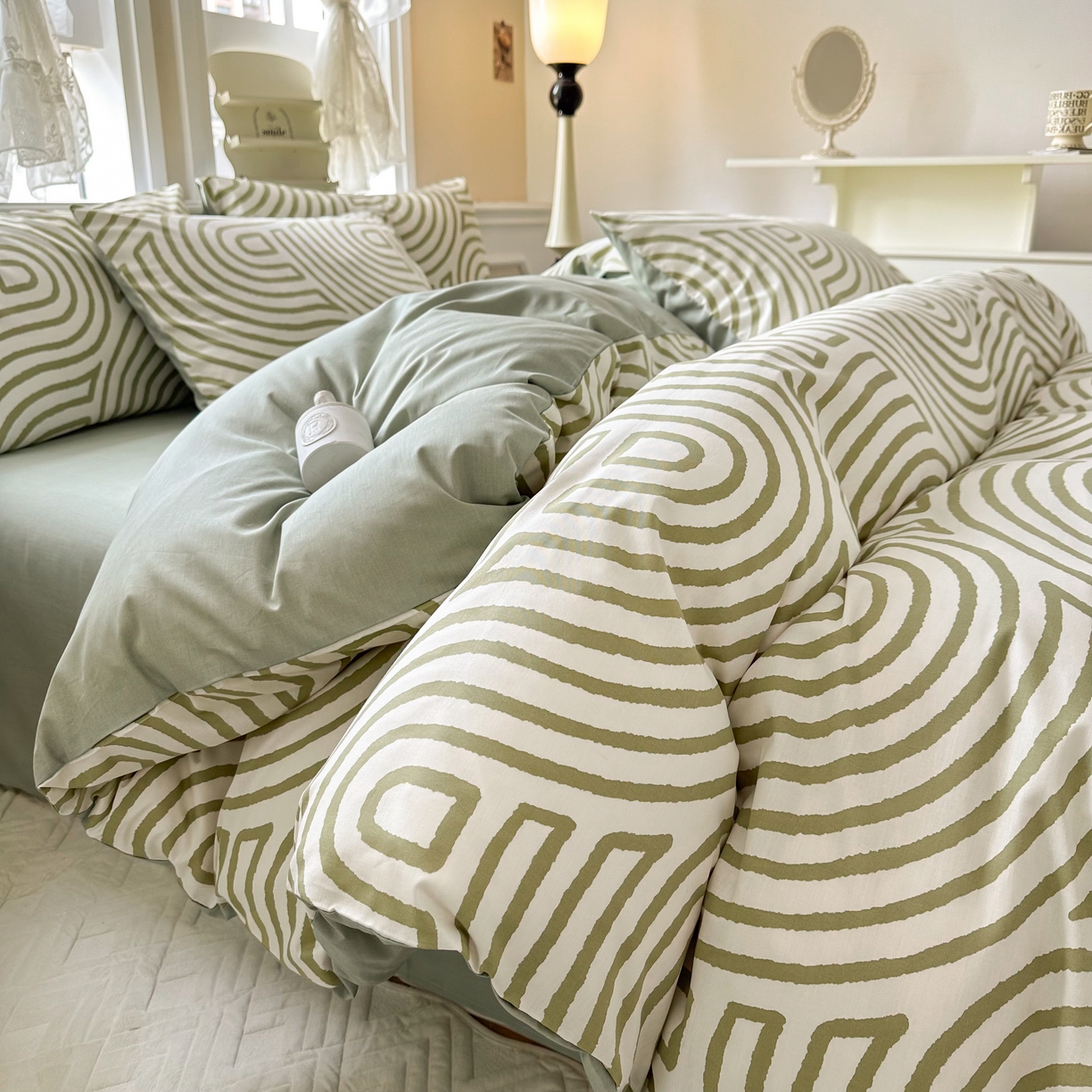 91家纺网 家纺一手货源 找家纺 晨希家居 2024新款小清新全棉印花四件套 斯诺克