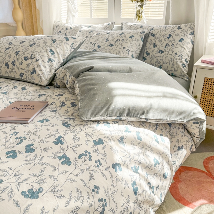 91家纺网 家纺一手货源 找家纺 晨希家居 2024新款小清新全棉印花四件套 花艺