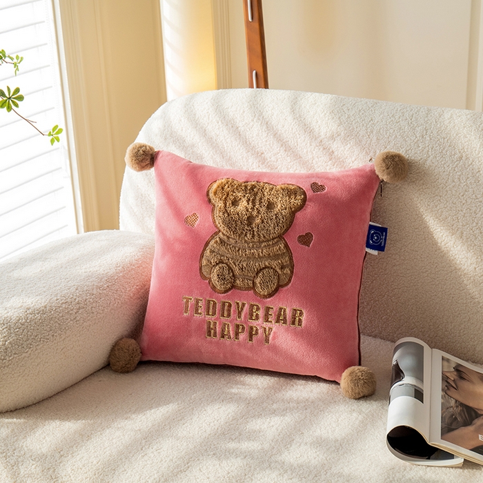 91家纺网 家纺一手货源 找家纺 枕芯真意 2024新款宝宝绒抱枕被 玫红