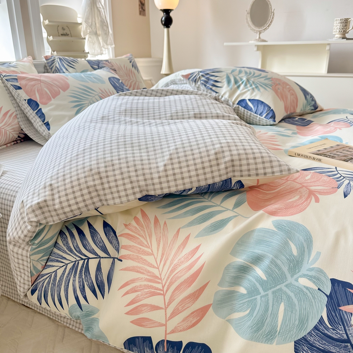 91家纺网 家纺一手货源 找家纺 晨希家居 2024新款小清新全棉印花四件套 热带雨林