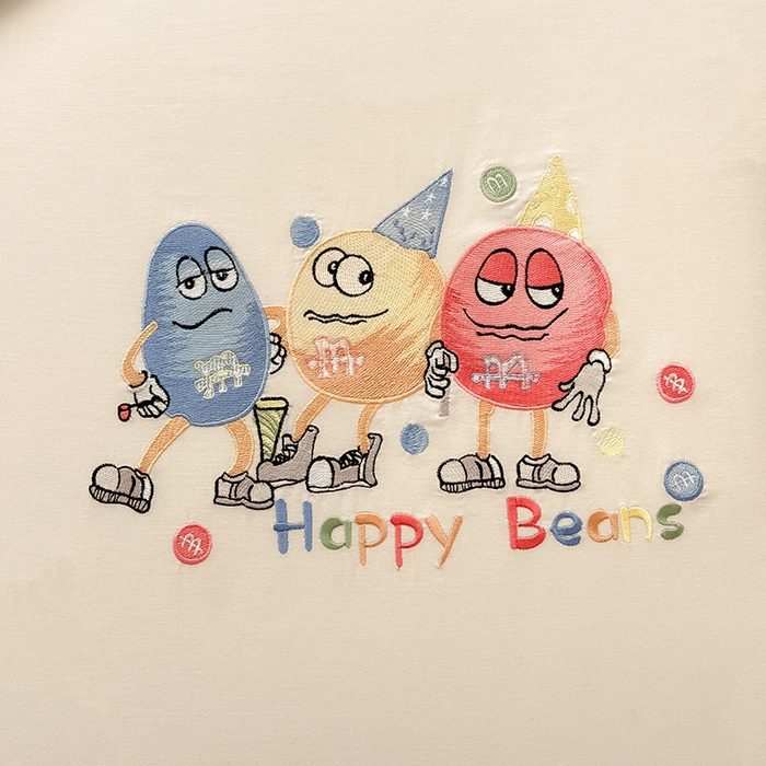 91家纺网 家纺一手货源 找家纺 2024新款A类全棉水洗棉绣花单床笠 奇趣小怪兽-月光白