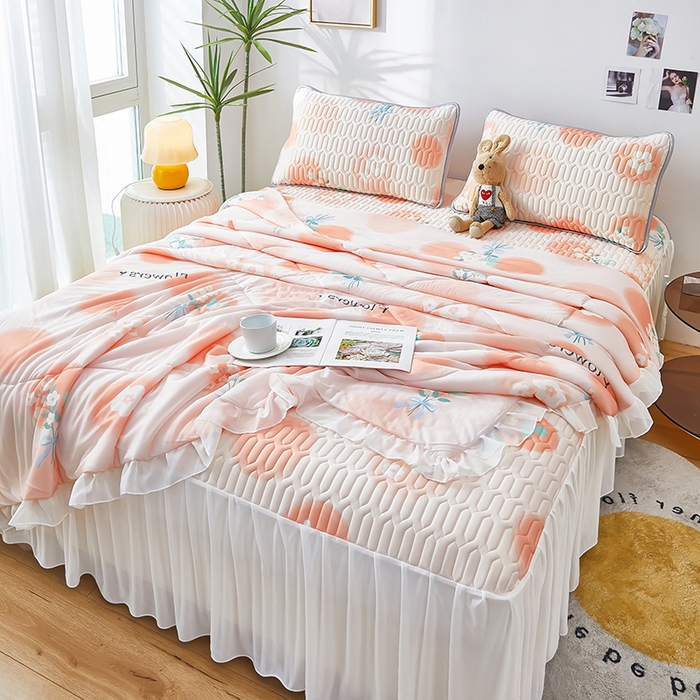 91家纺网 家纺一手货源 找家纺 爱上家居 2024新款印花凉席床裙床单款夏被-床裙款 梦想泡泡