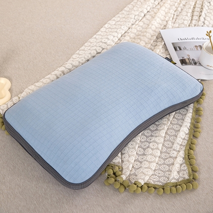 91家纺网 家纺一手货源 找家纺 2025新款直播爆款针织空气层荞麦枕 针织空气层荞麦天蓝色