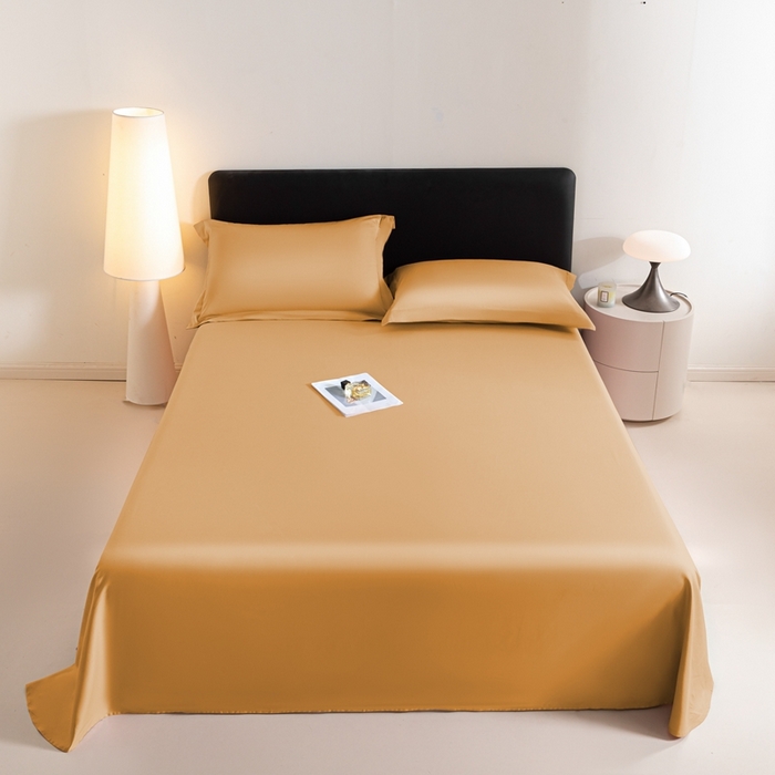 91家纺网 家纺一手货源 找家纺 秀色家纺 2025新款高端新疆长绒棉床单单件纯棉50支贡缎全棉床单双人贡缎加厚被单三件套 莫奈-南瓜橘