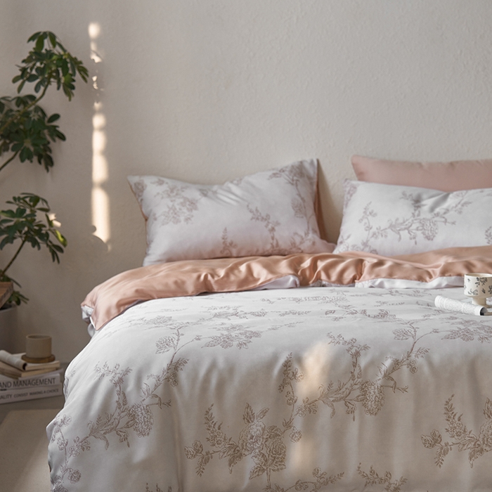 91家纺网 家纺一手货源 找家纺 时年家纺 2024春夏新品莱赛尔天丝印花四件套 美人焦