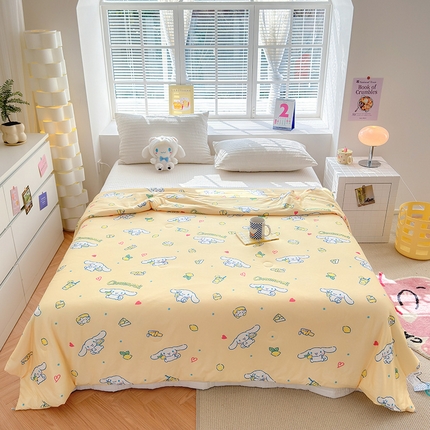 91家纺网 家纺一手货源 找家纺 博雅 2024新款三丽鸥正版系列A类牛奶丝软糯针织棉大豆纤维夏被 针织棉（带防伪标）柠檬玉桂狗