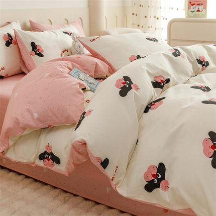 91家纺网 家纺一手货源 找家纺 （总）红粉佳人家纺  2024新款纯棉全棉卡通小清新单被套