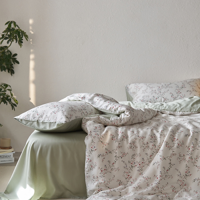 91家纺网 家纺一手货源 找家纺 时年家纺 2024春夏新品莱赛尔天丝印花四件套 青春印记