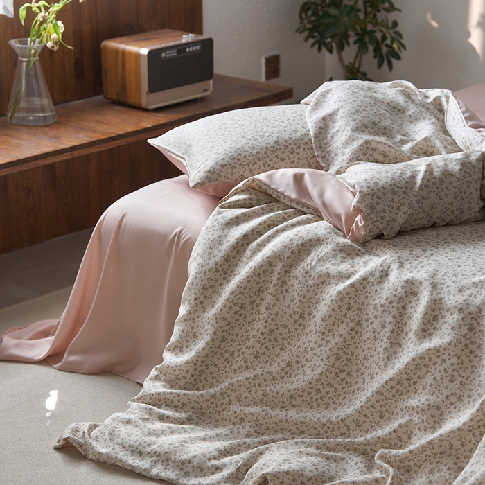 91家纺网 家纺一手货源 找家纺 时年家纺 2024春夏新品莱赛尔天丝印花四件套 花艳