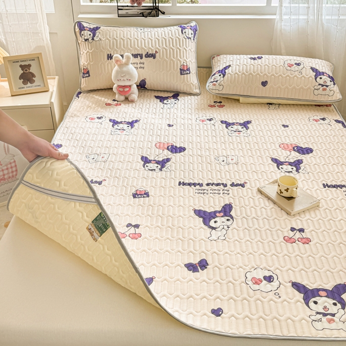 91家纺网 家纺一手货源 找家纺 佰亿莱2024新款小清新印花乳胶凉席 库洛兔兔