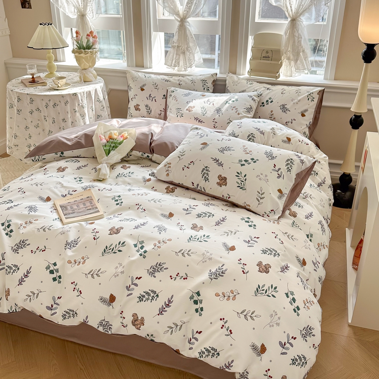 91家纺网 家纺一手货源 找家纺 晨希家居 2024新款全棉卡通活性印花四件套 小松鼠