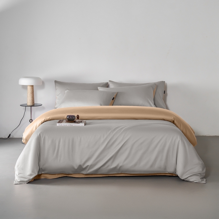 91家纺网 家纺一手货源 找家纺 秀色家纺 2025新款轻奢60支贡缎高支贡缎长绒棉全棉四件套简约纯色床上被套床单床笠式 米朵-可口摩卡