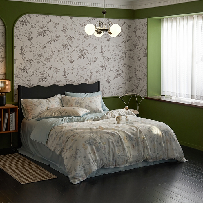 91家纺网 家纺一手货源 找家纺 时年家纺 2024春夏新品莱赛尔天丝印花四件套 春日蜜糖