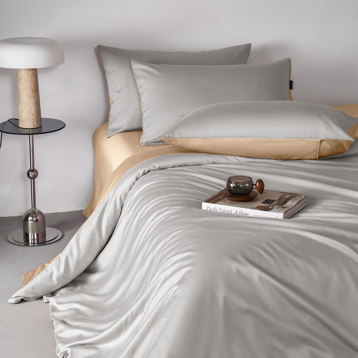 91家纺网 家纺一手货源 找家纺 秀色家纺 2025新款轻奢60支贡缎高支贡缎长绒棉全棉四件套简约纯色床上被套床单床笠式 米朵-可口摩卡