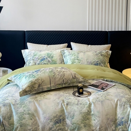 91家纺网 家纺一手货源 找家纺 棠颂家纺 2025新款全棉有机棉纯棉数码印花四件套纯棉套件 绘梦