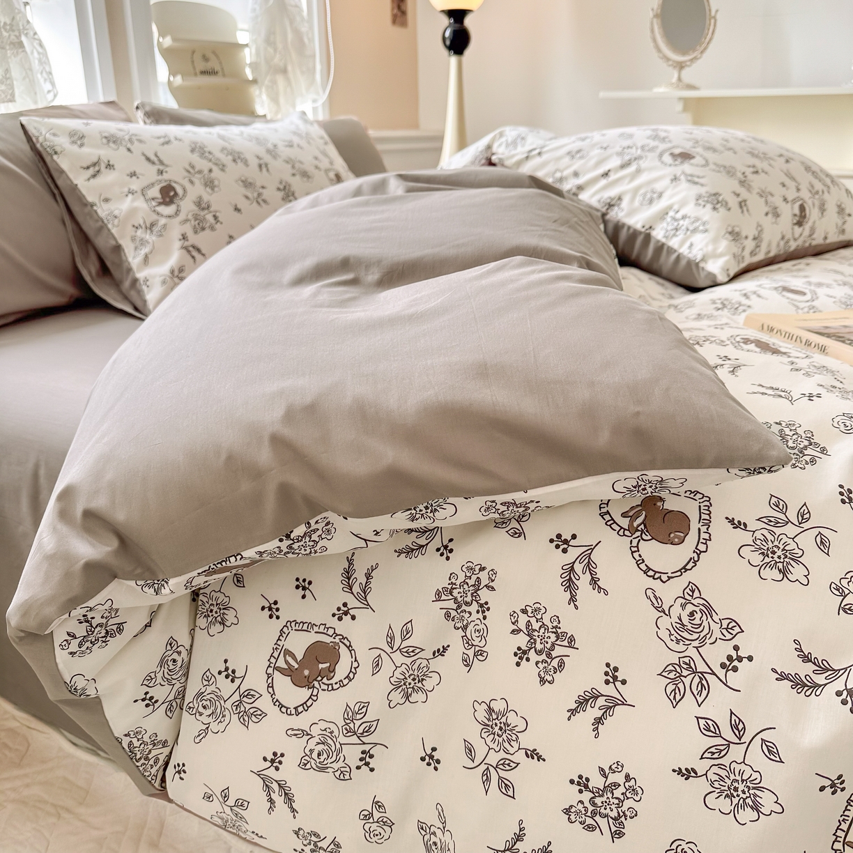 91家纺网 家纺一手货源 找家纺 晨希家居 2024新款小清新全棉印花四件套 兰幸花园