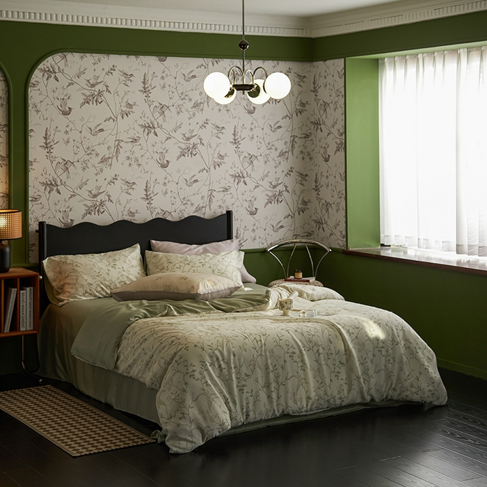 91家纺网 家纺一手货源 找家纺 时年家纺 2024春夏新品莱赛尔天丝印花四件套 浅爱