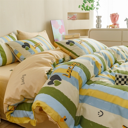 91家纺网 家纺一手货源 找家纺 （总）红粉佳人家纺  2024新款纯棉全棉卡通小清新单被套