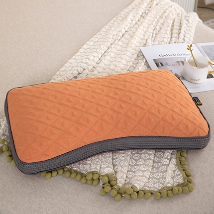 91家纺网 家纺一手货源 找家纺 2025新款直播爆款针织空气层荞麦枕 针织空气层荞麦橙色