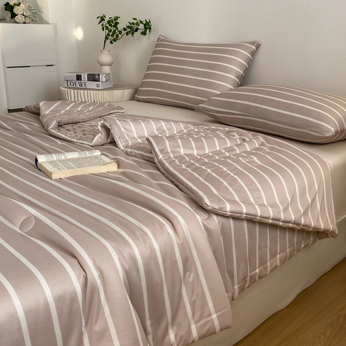 91家纺网 家纺一手货源 找家纺 荔禾家居 A类针织棉无印风夏被 豆蔻-咖