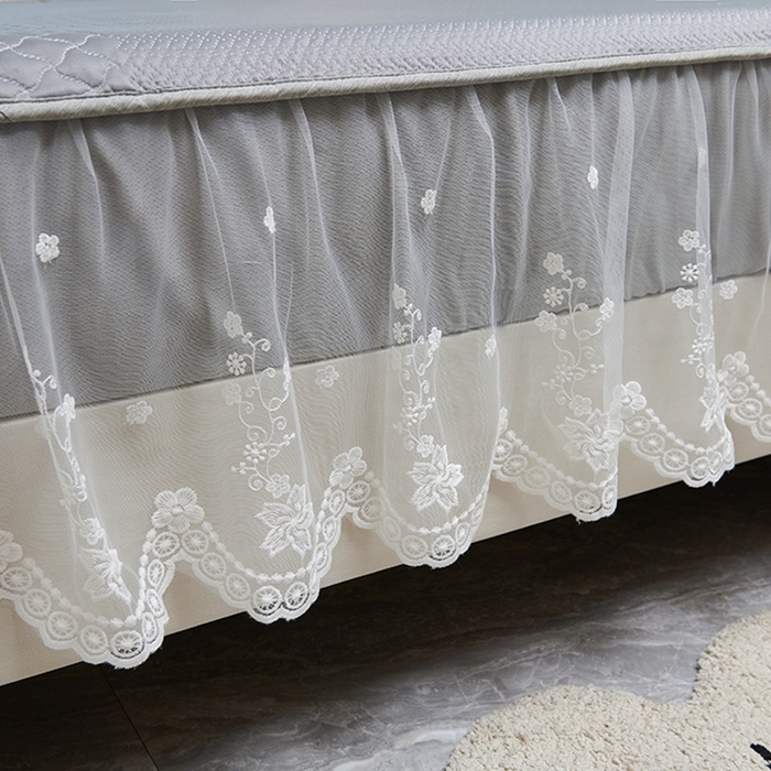 91家纺网 家纺一手货源 找家纺 青雅席业 2025新款A类凉感丝蕾丝花边床笠款凉席 海豚-灰