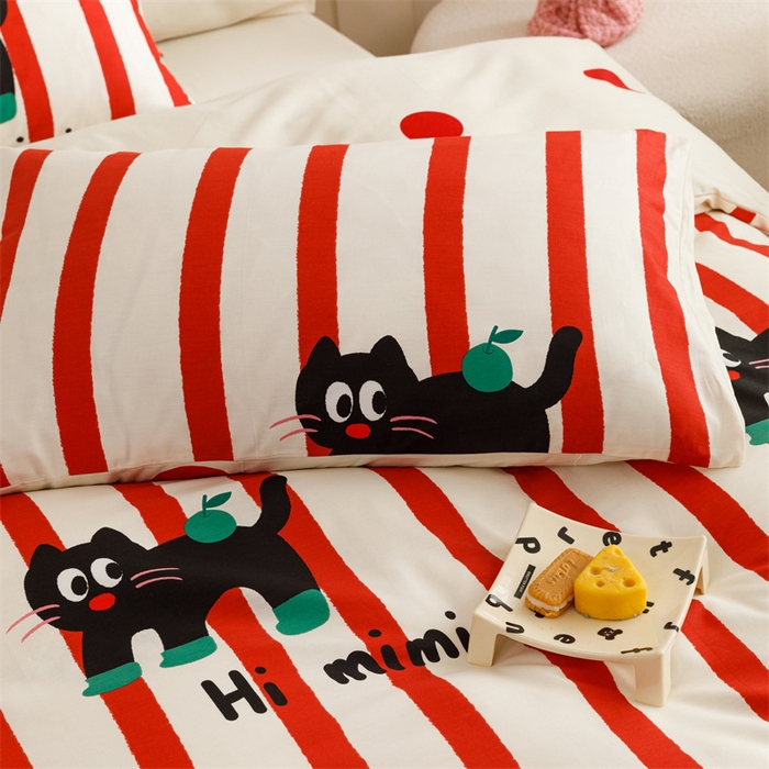 91家纺网 家纺一手货源 找家纺 红粉佳人家纺  2024新款纯棉卡通小清新四件套及单品 布偶猫-1