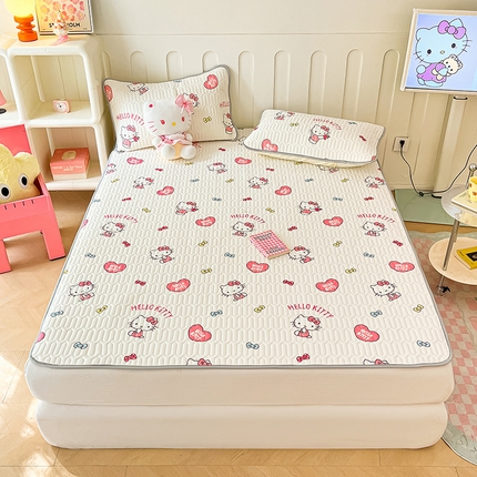 金爱家 2024新款A类三丽鸥高品质可组合凉感丝乳胶席牛奶丝针织棉软糯夏被四件套 乳胶席-心心kitty