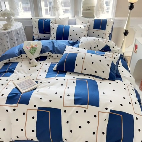 91家纺网 家纺一手货源 找家纺 晨希家居 2024新款小清新全棉印花四件套 达芬奇