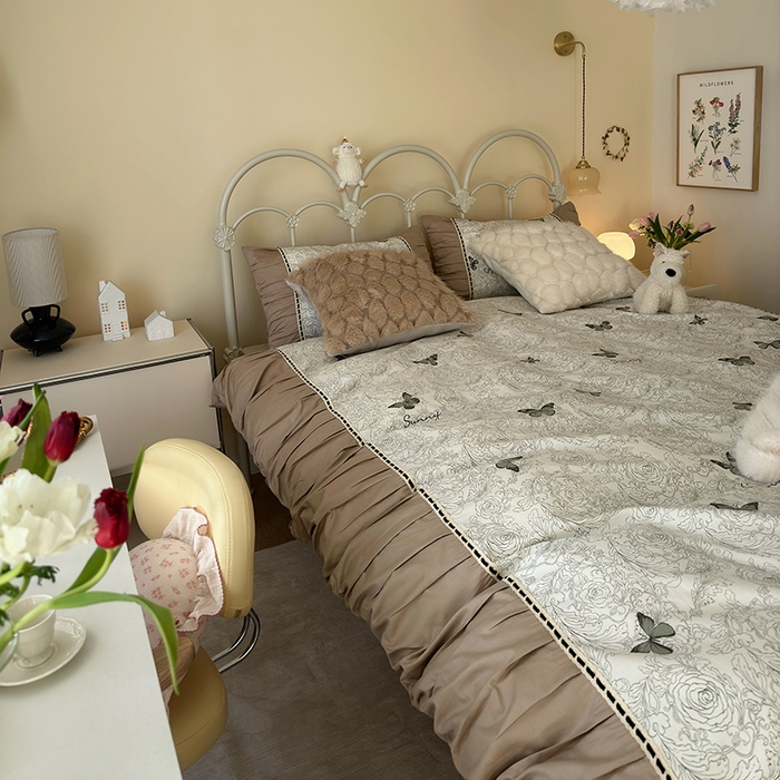 91家纺网 家纺一手货源 找家纺 晨希家居 2024新款复古法式全棉印花四件套 爱丽丝