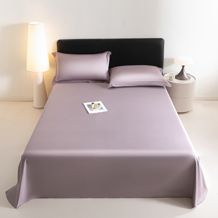 91家纺网 家纺一手货源 找家纺 秀色家纺 2025新款高端新疆长绒棉床单单件纯棉50支贡缎全棉床单双人贡缎加厚被单三件套 莫奈-香芋紫