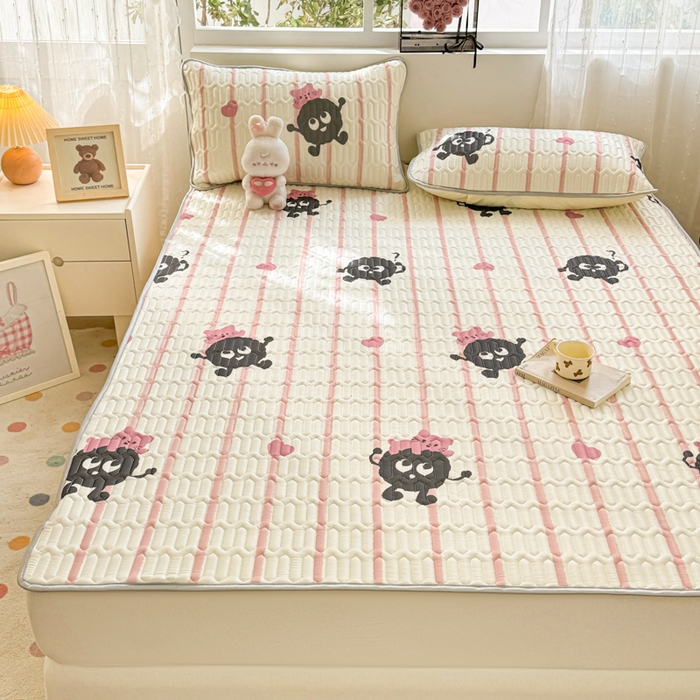 91家纺网 家纺一手货源 找家纺 佰亿莱2024新款小清新印花乳胶凉席 煤球