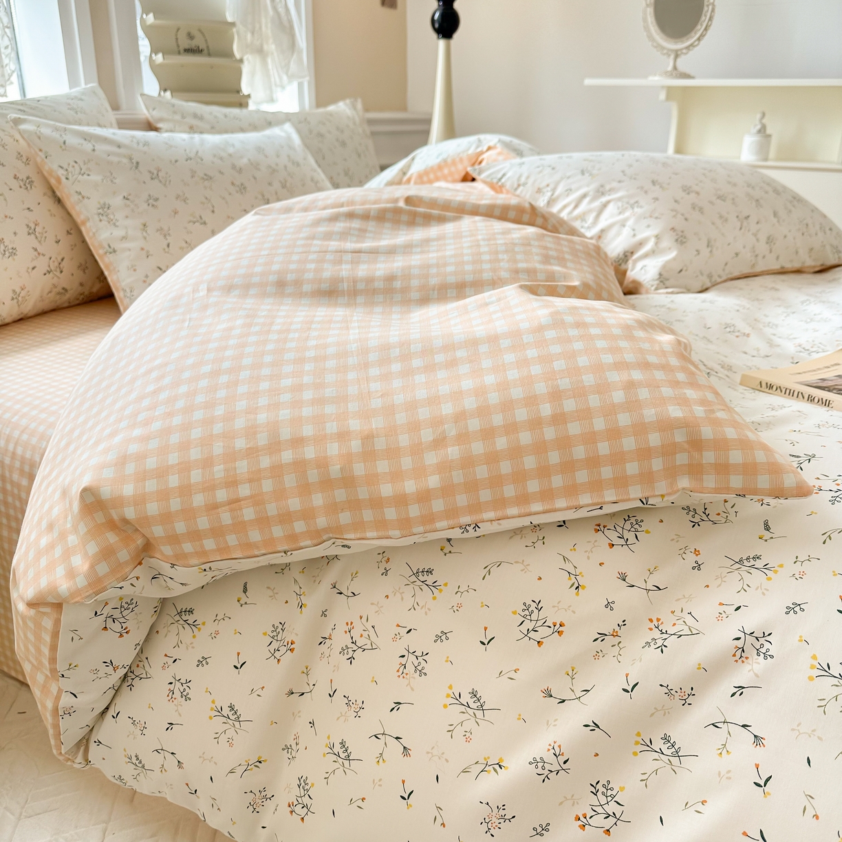 91家纺网 家纺一手货源 找家纺 晨希家居 2024新款小清新全棉印花四件套 山林