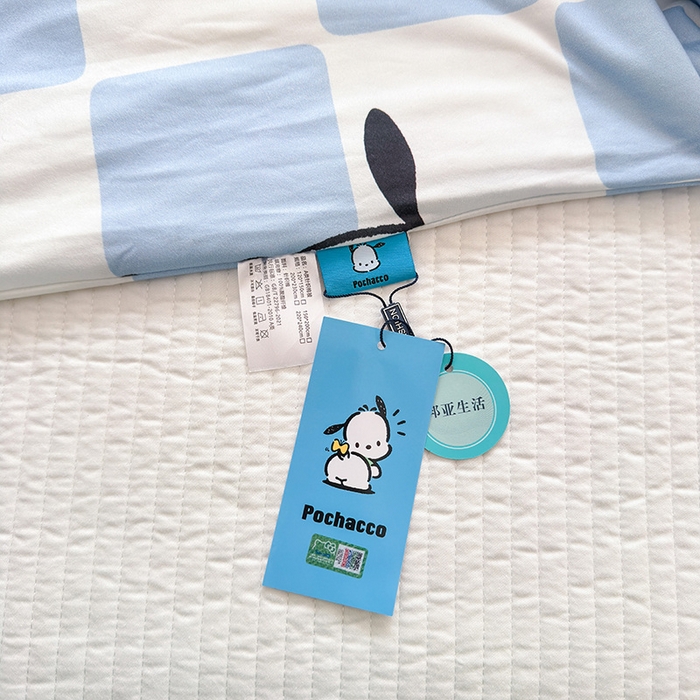 91家纺网 家纺一手货源 找家纺 博雅 2024新款三丽鸥正版系列A类牛奶丝软糯针织棉大豆纤维夏被 针织棉（带防伪标）蓝格帕恰狗