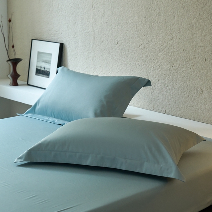 91家纺网 家纺一手货源 找家纺 秀色家纺 2025新款高端酒店50支贡缎长绒棉床笠单件纯棉全棉贡缎可裸睡单双人床上用品 梦易-雾霾蓝