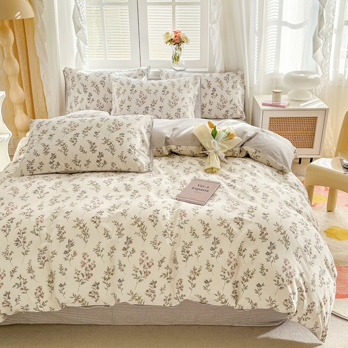 91家纺网 家纺一手货源 找家纺 晨希家居 2024新款小清新全棉印花四件套 诺订