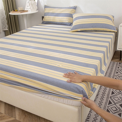 91家纺网 家纺一手货源 找家纺 金泰莱 2025新款老粗布床笠三件套全棉床笠纯棉床笠单床笠 温馨