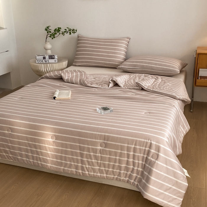 91家纺网 家纺一手货源 找家纺 荔禾家居 A类针织棉无印风夏被 豆蔻-咖