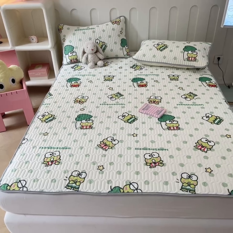 91家纺网 家纺一手货源 找家纺 （总）金爱家 2024新款A类三丽鸥高品质可组合凉感丝乳胶席牛奶丝针织棉软糯夏被四件套