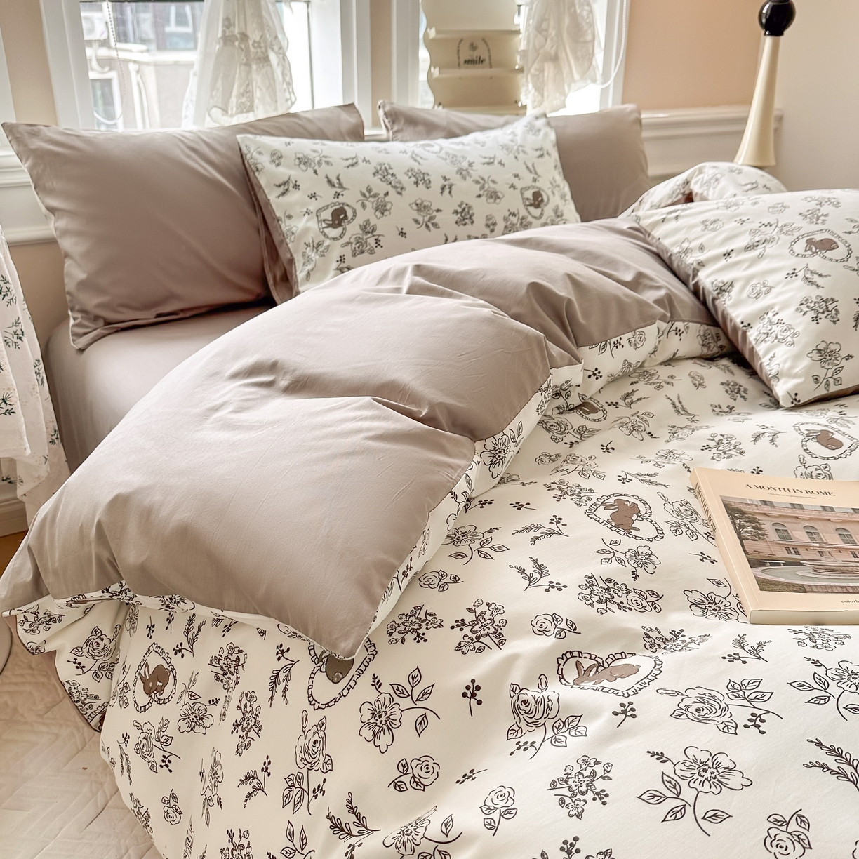 91家纺网 家纺一手货源 找家纺 晨希家居 2024新款小清新全棉印花四件套 兰幸花园