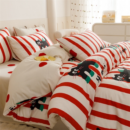 91家纺网 家纺一手货源 找家纺 （总）红粉佳人家纺  2024新款纯棉全棉卡通小清新单被套