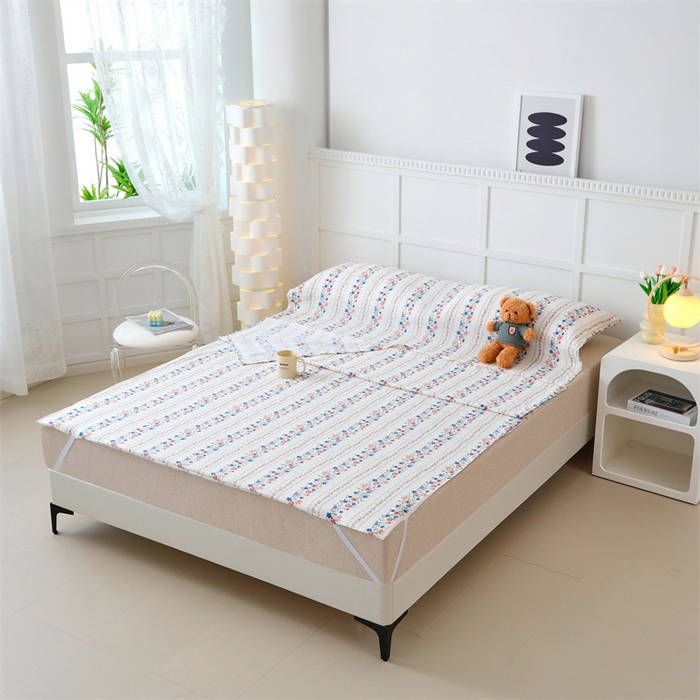 91家纺网 家纺一手货源 找家纺 北辰 2024新款印花水洗棉天竺棉隔脏睡袋 韩式小花