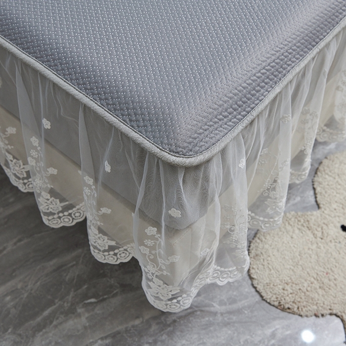 91家纺网 家纺一手货源 找家纺 青雅席业 2025新款A类凉感丝蕾丝花边床笠款凉席 海豚-灰