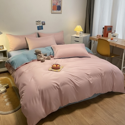 91家纺网 家纺一手货源 找家纺 （总）子钦家纺 2024春夏水洗真丝纯色四件套单被套床单床笠款-风格一