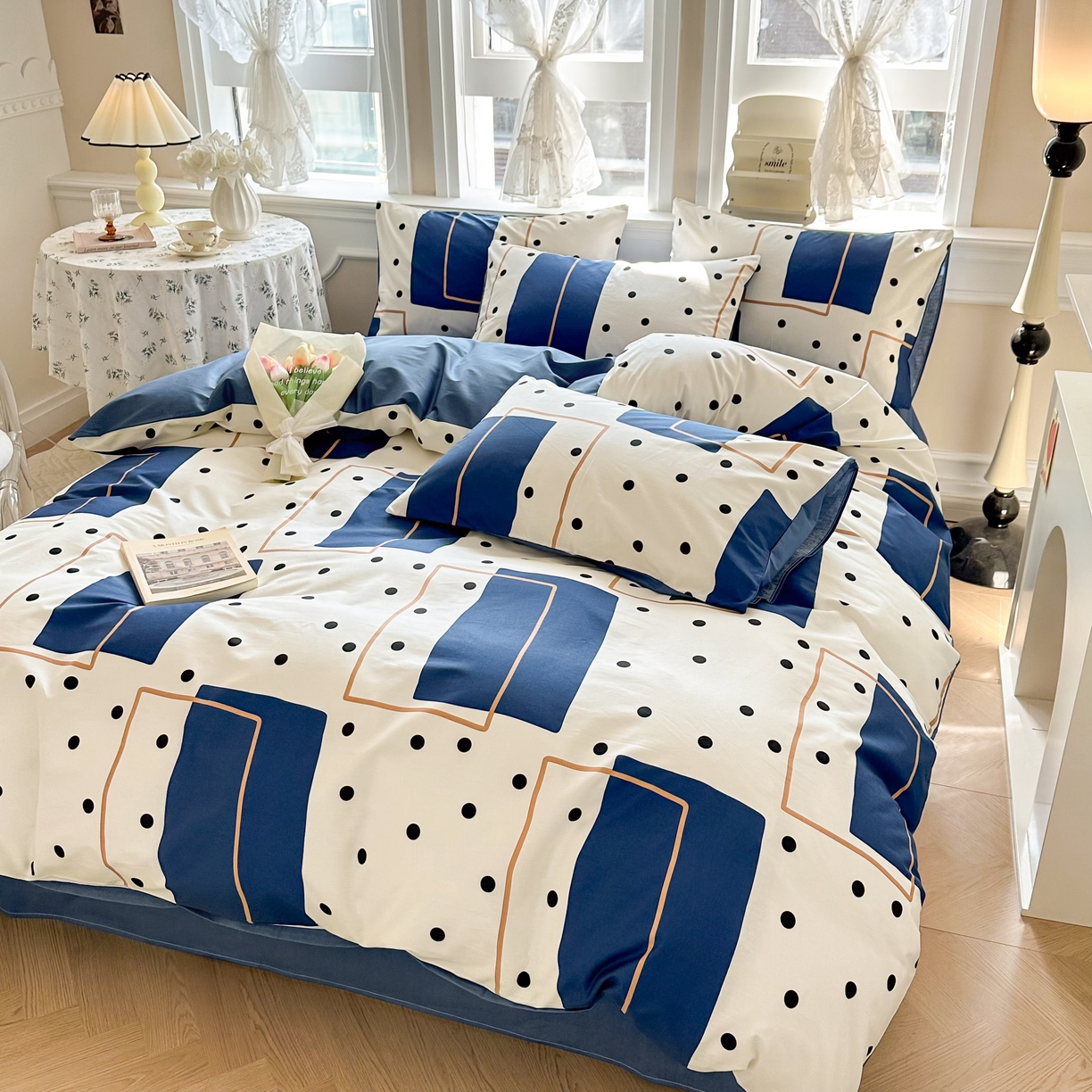 91家纺网 家纺一手货源 找家纺 晨希家居 2024新款小清新全棉印花四件套 达芬奇