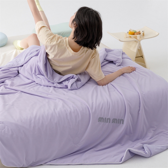 91家纺网 家纺一手货源 找家纺 丝幔家纺 2025新款A类提花绣花凉感夏被 被子被芯 魅紫