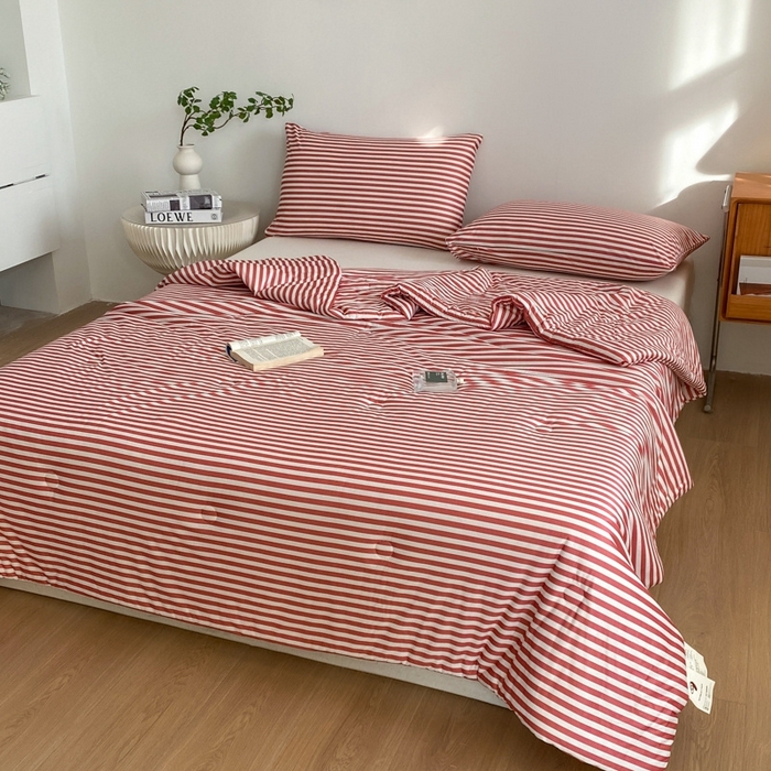 91家纺网 家纺一手货源 找家纺 荔禾家居 A类针织棉无印风夏被 豆蔻-红