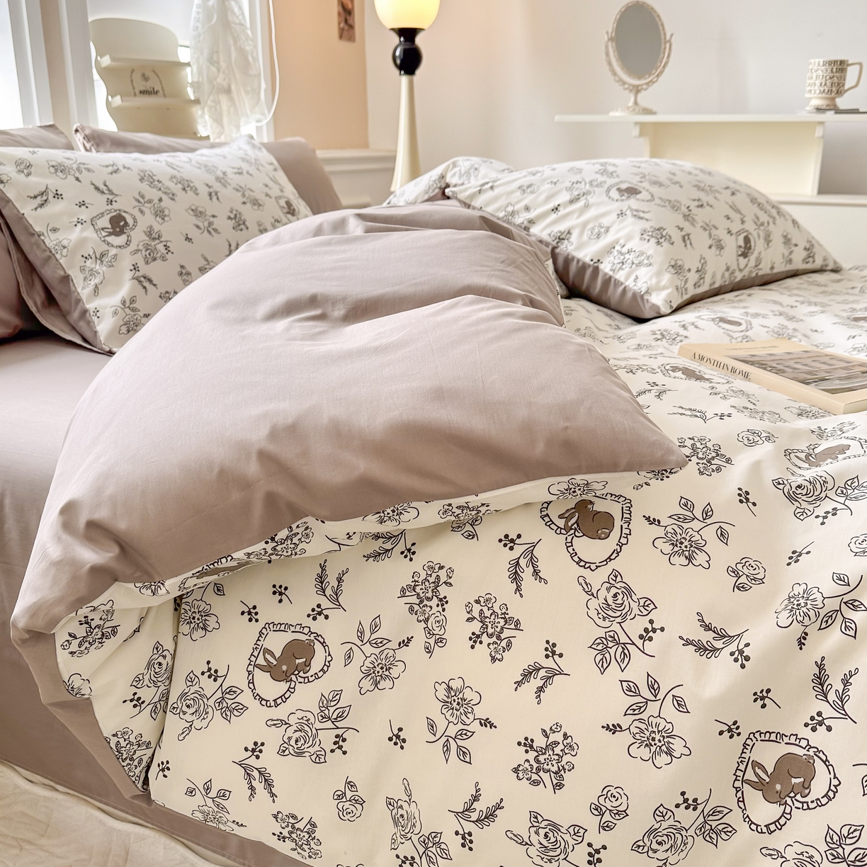 91家纺网 家纺一手货源 找家纺 晨希家居 2024新款小清新全棉印花四件套 兰幸花园