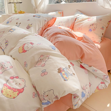 91家纺网 家纺一手货源 找家纺 （总）优选良品 2025新款直播爆款母婴级水洗皱皱棉四件套小碎花被套床笠款三件套