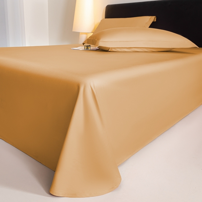 91家纺网 家纺一手货源 找家纺 秀色家纺 2025新款高端新疆长绒棉床单单件纯棉50支贡缎全棉床单双人贡缎加厚被单三件套 莫奈-南瓜橘